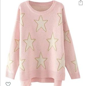 Oversized trendy rose gold jumbo star sweater